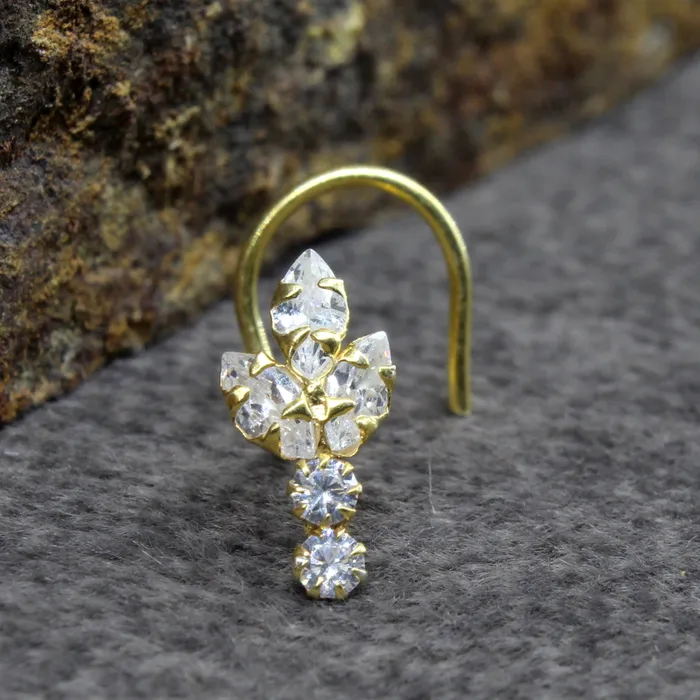 Rings Karizma Jewels Trendy Vertical style Real Sterling Silver White CZ Women Twisted nose ring 22g Rings Karizma Jewels Trendy Vertical style Real Sterling Silver White CZ Women Twisted nose ring 22g