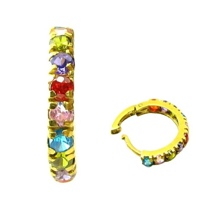 Rings Luxurious Solid Casting Multicolor CZ Piercing Nose Hinged Hoop Ring 14k Gold Karizma Jewels Rings Luxurious Solid Casting Multicolor CZ Piercing Nose Hinged Hoop Ring 14k Gold Karizma Jewels