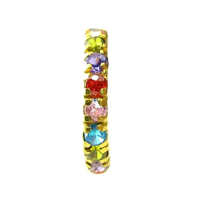 Rings Luxurious Solid Casting Multicolor CZ Piercing Nose Hinged Hoop Ring 14k Gold Karizma Jewels
