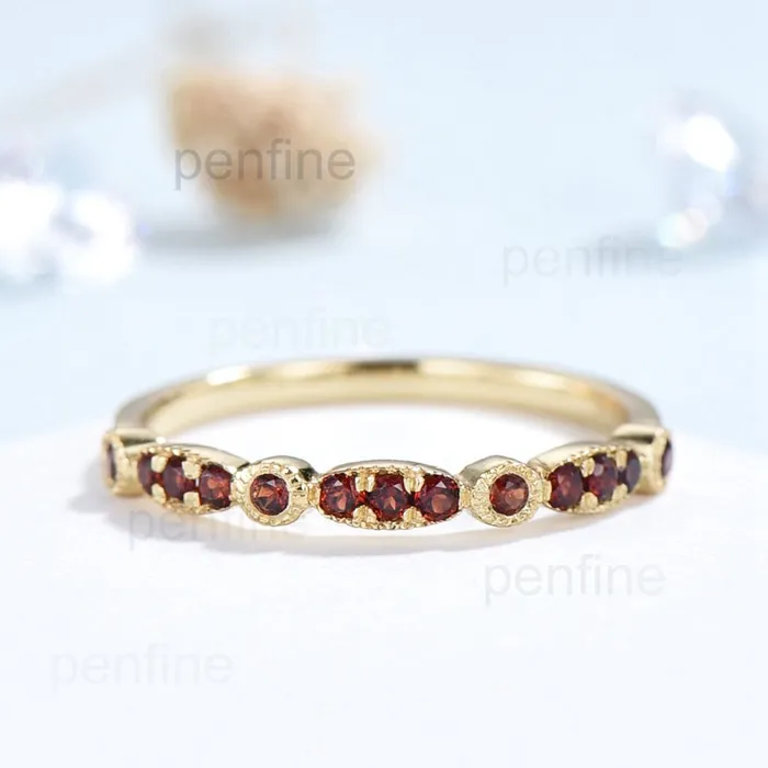 Rings PENFINE Garnet wedding band for women Solid 10k 14k 18k yellow gold stacking ring for her Art deco marquise cut garnet womens wedding band Rings PENFINE Garnet wedding band for women Solid 10k 14k 18k yellow gold stacking ring for her Art deco marquise cut garnet womens wedding band
