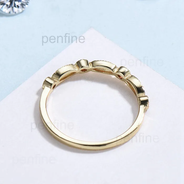 Rings PENFINE Garnet wedding band for women Solid 10k 14k 18k yellow gold stacking ring for her Art deco marquise cut garnet womens wedding band