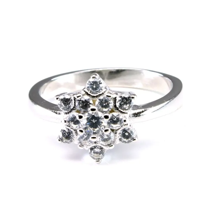 Rings Real Solid 925 Sterling Silver Ring CZ Studded Platinum Finish Karizma Jewels