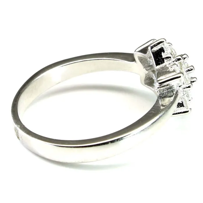 Rings Real Solid 925 Sterling Silver Ring CZ Studded Platinum Finish Karizma Jewels