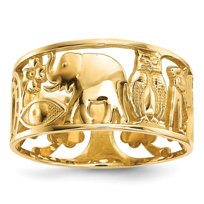Rings WB Choice Jewelry 14k Lucky Symbols Cut Out 9mm BandR646WBC