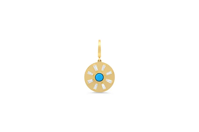 Shylee Rose Jewelry Charm Necklaces Turquoise Evil Eye With Baguette Ray Disc Charm Shylee Rose Jewelry Charm Necklaces Turquoise Evil Eye With Baguette Ray Disc Charm