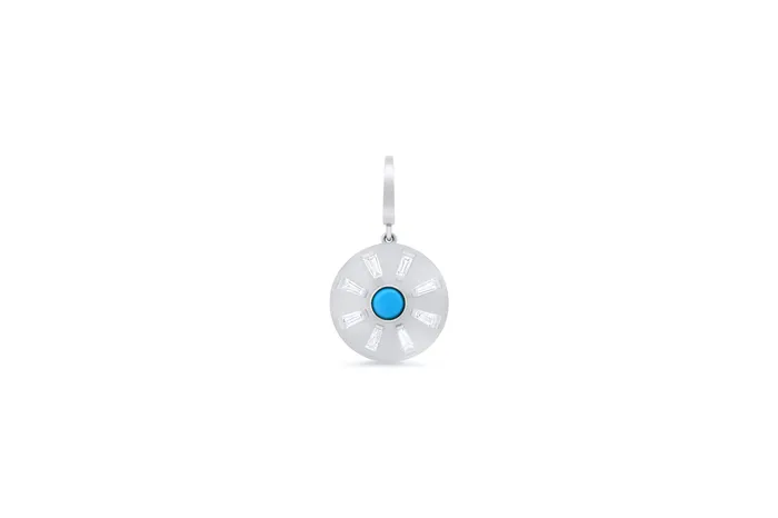 Shylee Rose Jewelry Charm Necklaces Turquoise Evil Eye With Baguette Ray Disc Charm