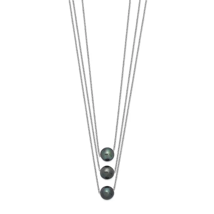 Sterling Silver Rhodium 89mm Semird Tahit Saltwater Pearl Multistrand NeWBCQH561717 WB Choice Jewelry Rings