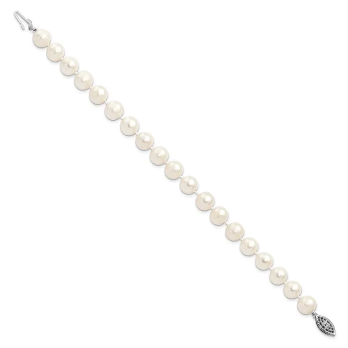 Sterling Silver Rhodium 89mm White Freshwater Cultured Pearl BraceletWBCQH4728725 WB Choice Jewelry Bracelets