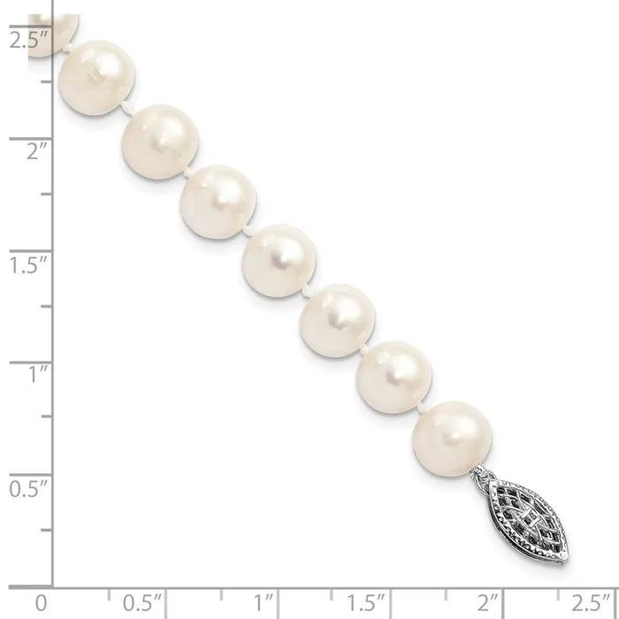 Sterling Silver Rhodium 89mm White Freshwater Cultured Pearl BraceletWBCQH4728725 WB Choice Jewelry Bracelets