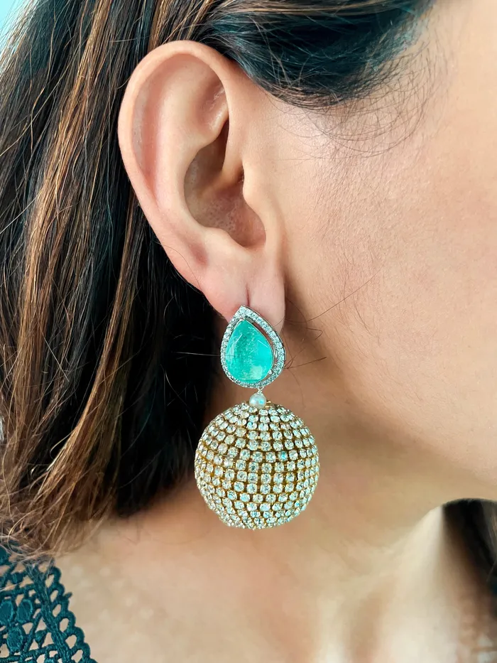 Turquoise Crystal Ball Drop Earrings PRERTO ECOMMERCE PRIVATE LIMITED Earrings Turquoise Crystal Ball Drop Earrings PRERTO ECOMMERCE PRIVATE LIMITED Earrings