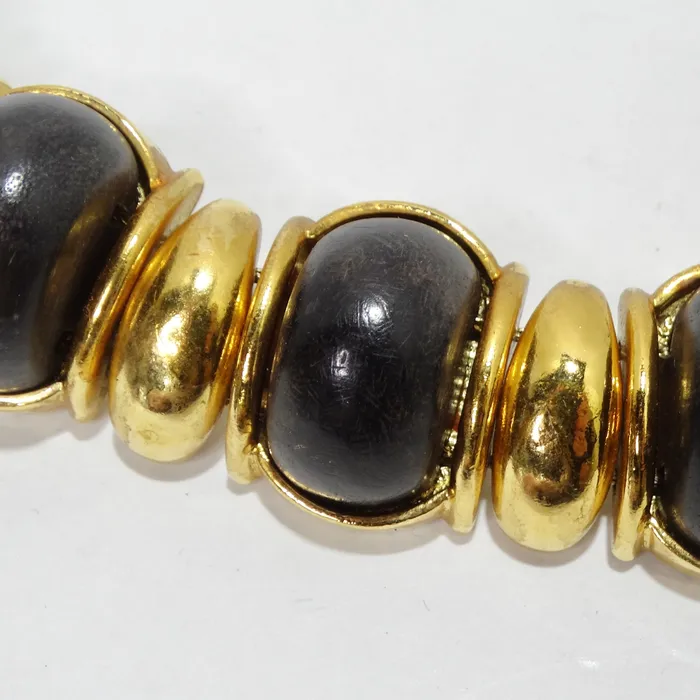 Vintage by Misty Necklaces Yves Saint Laurent 1980s Gold Tone Wood Choker Necklace