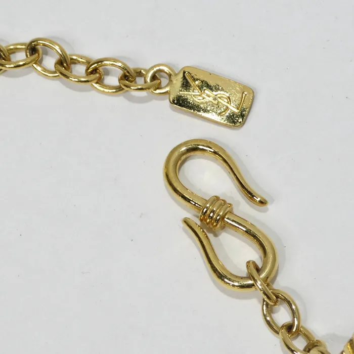 Vintage by Misty Necklaces Yves Saint Laurent 1980s Gold Tone Wood Choker Necklace