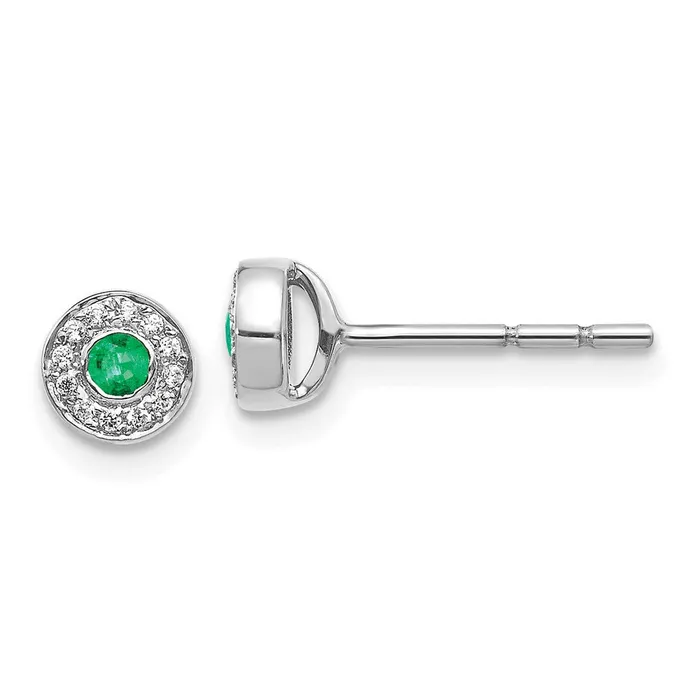 WB Choice Jewelry 14k White Gold Diamond and Emerald Halo Post EarringsWBCEM5586EM007WA Earrings WB Choice Jewelry 14k White Gold Diamond and Emerald Halo Post EarringsWBCEM5586EM007WA Earrings