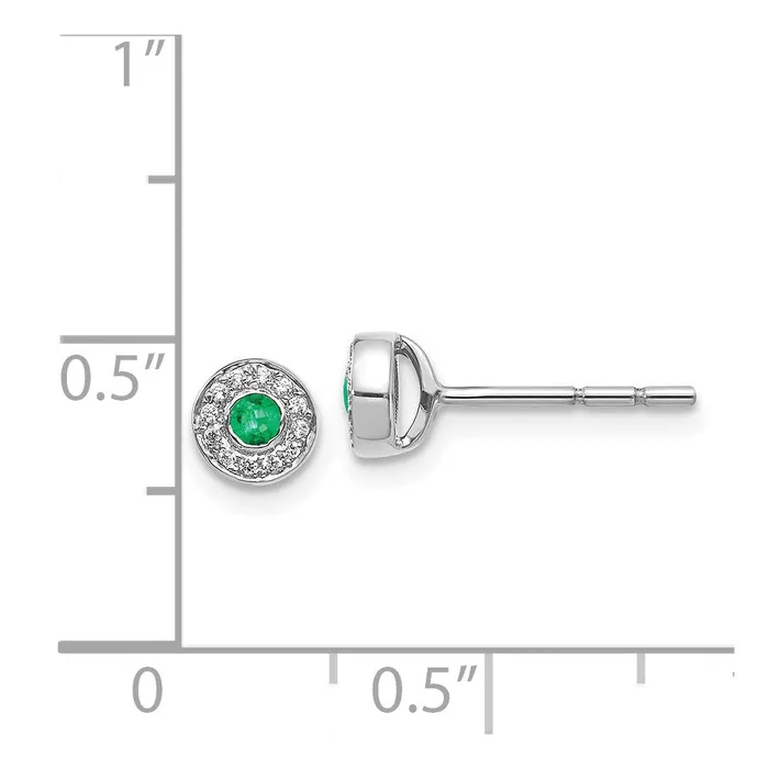 WB Choice Jewelry 14k White Gold Diamond and Emerald Halo Post EarringsWBCEM5586EM007WA Earrings