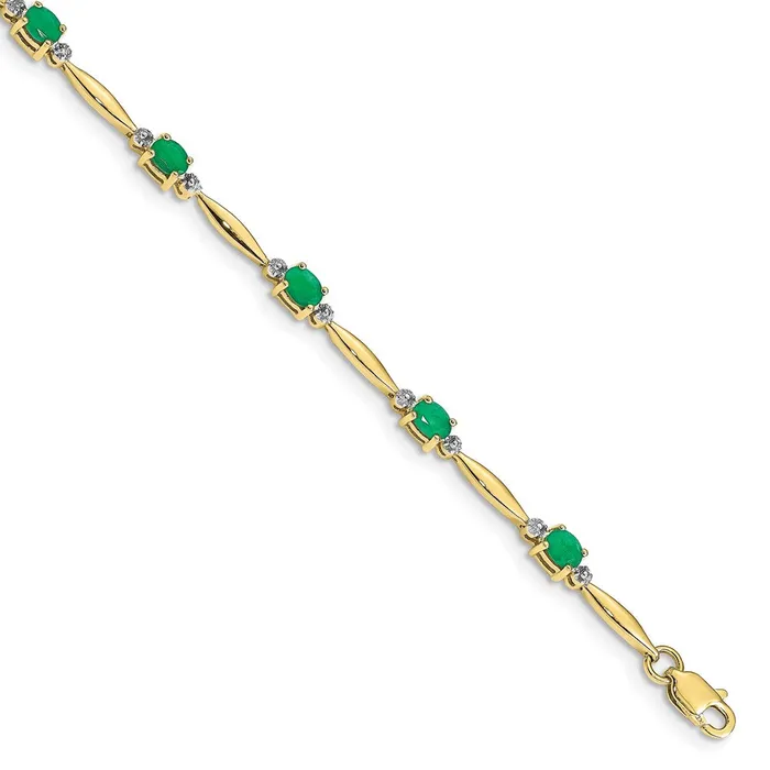 WB Choice Jewelry Bracelets 10k Diamond and Oval Emerald BraceletWBCBM4484EM0011YA WB Choice Jewelry Bracelets 10k Diamond and Oval Emerald BraceletWBCBM4484EM0011YA