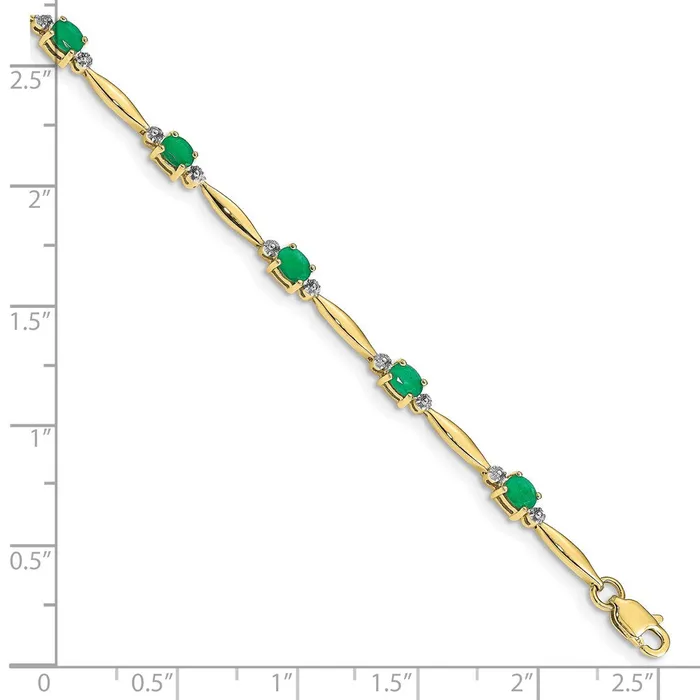 WB Choice Jewelry Bracelets 10k Diamond and Oval Emerald BraceletWBCBM4484EM0011YA