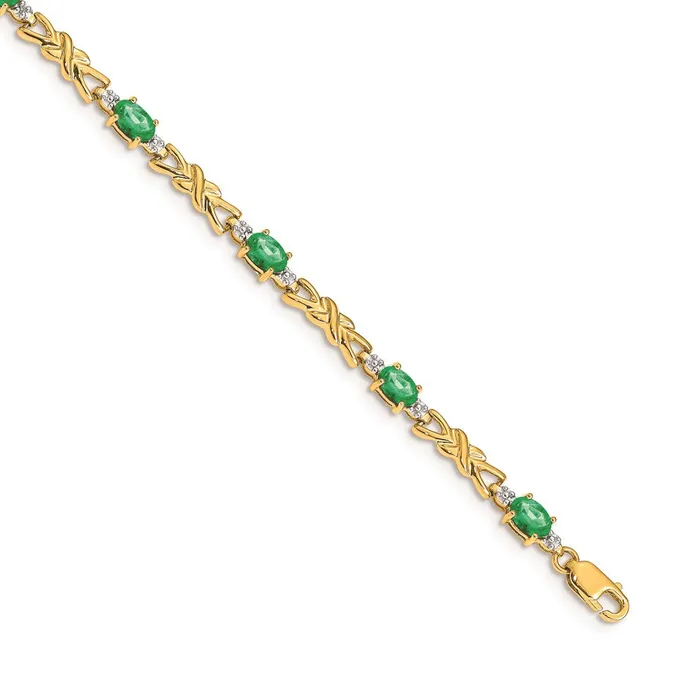 WB Choice Jewelry Bracelets 14k Diamond and Oval Emerald BraceletWBCBM4478EM001YA WB Choice Jewelry Bracelets 14k Diamond and Oval Emerald BraceletWBCBM4478EM001YA