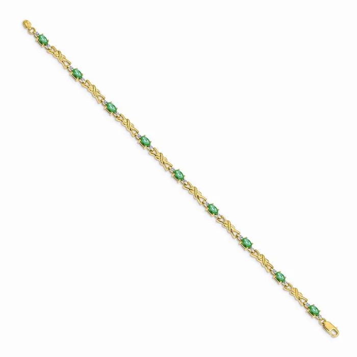 WB Choice Jewelry Bracelets 14k Diamond and Oval Emerald BraceletWBCBM4478EM001YA