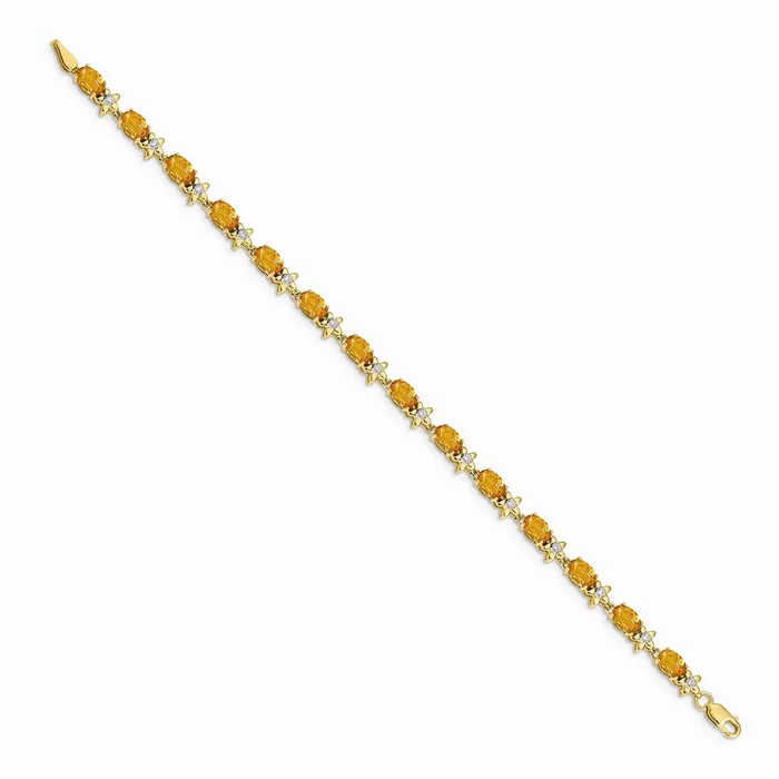 WB Choice Jewelry Bracelets 14k Floral Diamond and Citrine BraceletWBCBM4495CI010YA