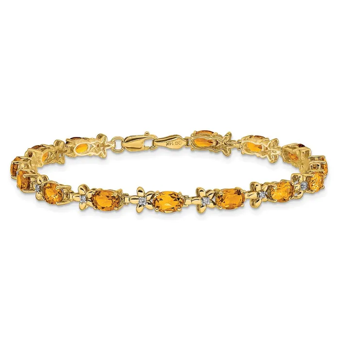 WB Choice Jewelry Bracelets 14k Floral Diamond and Citrine BraceletWBCBM4495CI010YA