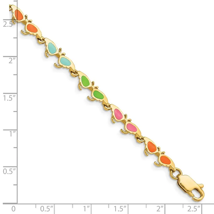 WB Choice Jewelry Bracelets 14k MultiColor Enamel Butterfly Sunglasses BraceletWBCFB1569725