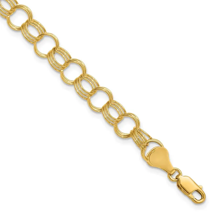 WB Choice Jewelry Bracelets 14k Solid Triple Link Charm BraceletWBCDO5317 WB Choice Jewelry Bracelets 14k Solid Triple Link Charm BraceletWBCDO5317