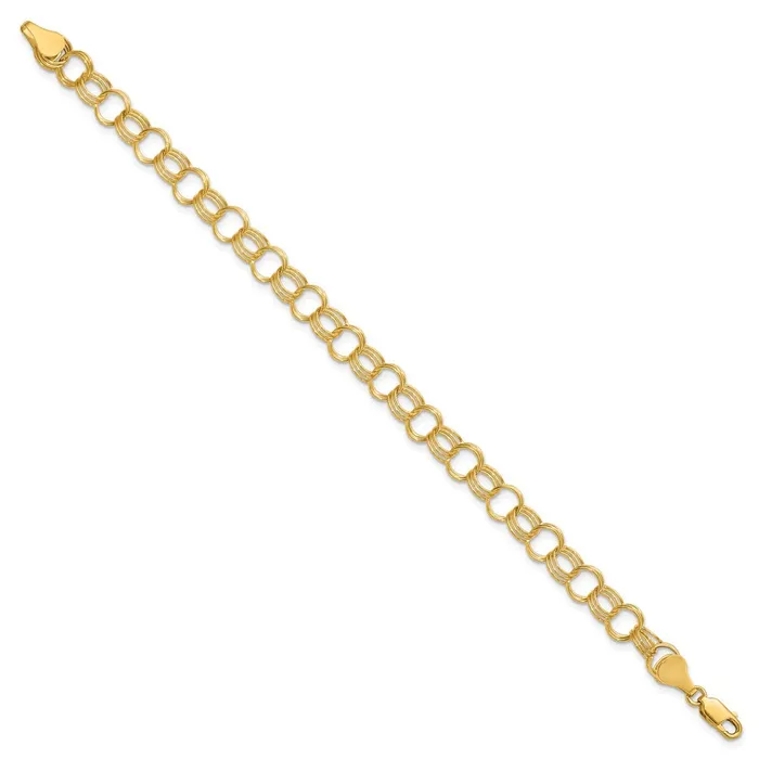 WB Choice Jewelry Bracelets 14k Solid Triple Link Charm BraceletWBCDO5317