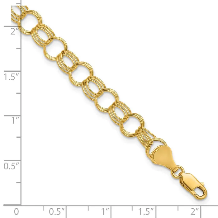 WB Choice Jewelry Bracelets 14k Solid Triple Link Charm BraceletWBCDO5317