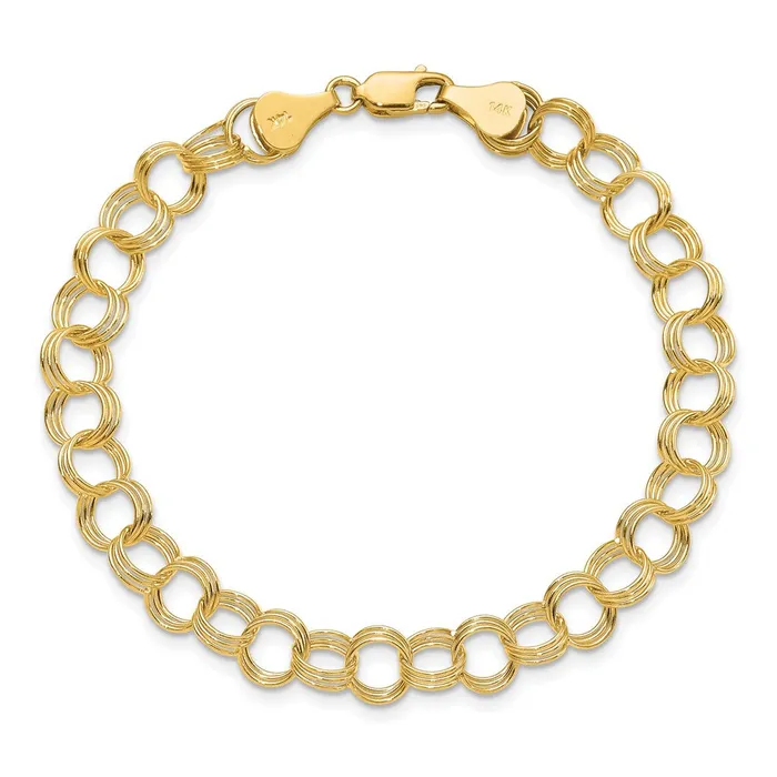 WB Choice Jewelry Bracelets 14k Solid Triple Link Charm BraceletWBCDO5317