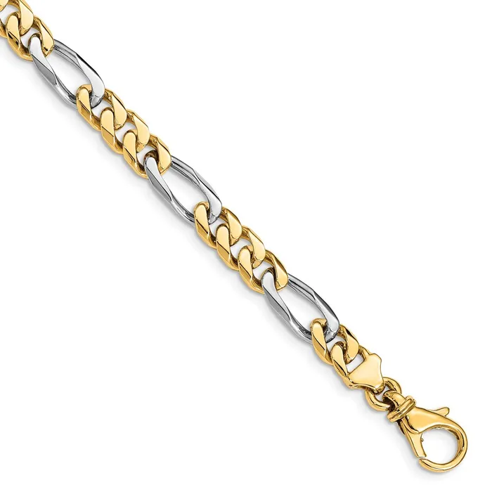 WB Choice Jewelry Bracelets 14K Twotone 61mm Handpolished Fancy Link BraceletWBCLK4888 WB Choice Jewelry Bracelets 14K Twotone 61mm Handpolished Fancy Link BraceletWBCLK4888