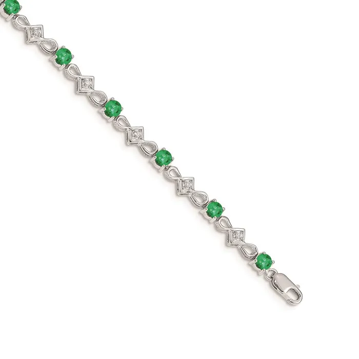 WB Choice Jewelry Bracelets 14k White Gold Diamond and Emerald BraceletWBCBM4486EM010WA WB Choice Jewelry Bracelets 14k White Gold Diamond and Emerald BraceletWBCBM4486EM010WA