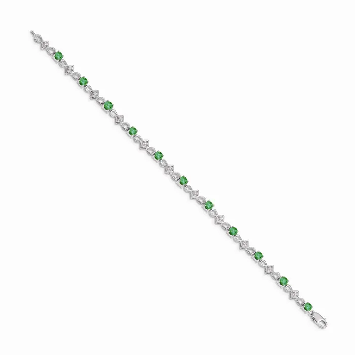 WB Choice Jewelry Bracelets 14k White Gold Diamond and Emerald BraceletWBCBM4486EM010WA