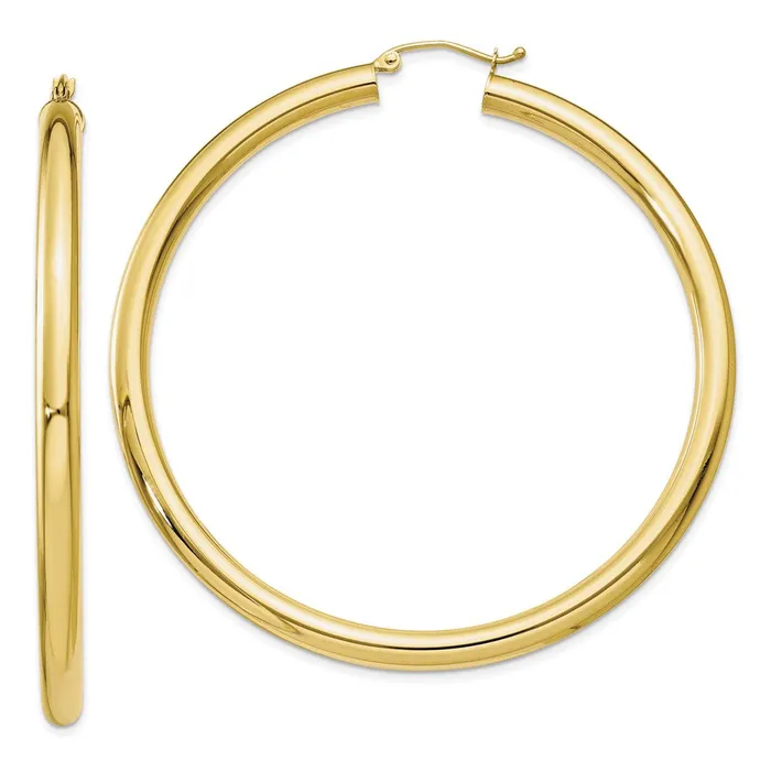 WB Choice Jewelry Earrings 10K Polished 4mm Tube Hoop EarringsWBC10T954