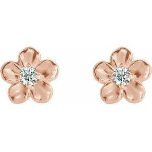 WB Choice Jewelry Earrings 14K Rose Youth Imitation April Birthstone Flower Earrings 86737617PSTWBC
