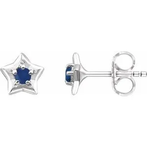 WB Choice Jewelry Earrings 14K White 3 mm Round September Youth Star Birthstone Earrings 653421623PSTWBC