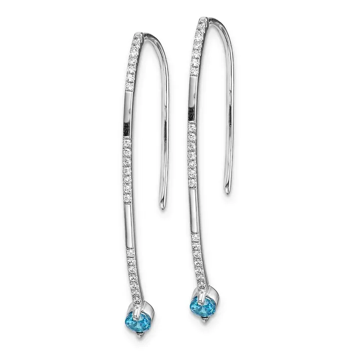 WB Choice Jewelry Earrings 14k White Gold Diamond and Blue Topaz EarringsWBCEM4314BT016WA