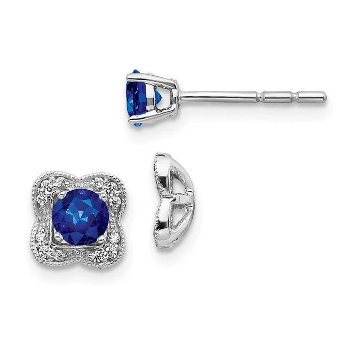 WB Choice Jewelry Earrings 14k White Gold Diamond and Sapphire Stud wJacket EarringsWBCEM4023SA008WA WB Choice Jewelry Earrings 14k White Gold Diamond and Sapphire Stud wJacket EarringsWBCEM4023SA008WA
