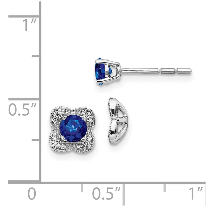 WB Choice Jewelry Earrings 14k White Gold Diamond and Sapphire Stud wJacket EarringsWBCEM4023SA008WA