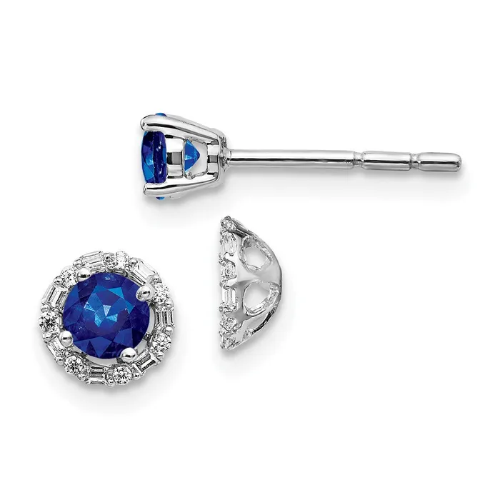 WB Choice Jewelry Earrings 14k White Gold Diamond and Sapphire Stud wJacket EarringsWBCEM4024SA007WA WB Choice Jewelry Earrings 14k White Gold Diamond and Sapphire Stud wJacket EarringsWBCEM4024SA007WA