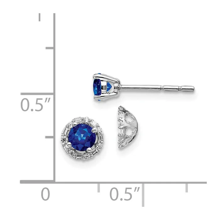 WB Choice Jewelry Earrings 14k White Gold Diamond and Sapphire Stud wJacket EarringsWBCEM4024SA007WA