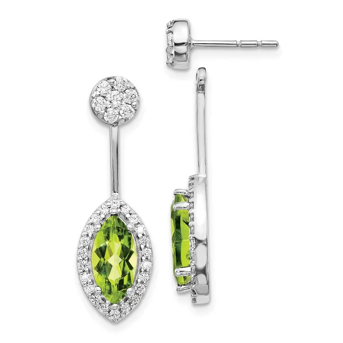 WB Choice Jewelry Earrings 14k White Gold DiamondMarquise Peridot FrontBack EarringsWBCEM4194PE075WA