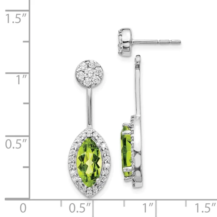 WB Choice Jewelry Earrings 14k White Gold DiamondMarquise Peridot FrontBack EarringsWBCEM4194PE075WA