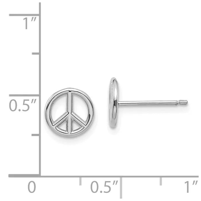 WB Choice Jewelry Earrings 14K White Gold Polished Peace Symbol Post EarringsWBCK4516W