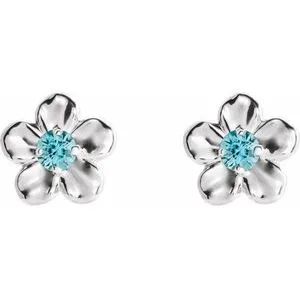 WB Choice Jewelry Earrings 14K White Youth Imitation December Birthstone Flower Earrings 86737655PSTWBC
