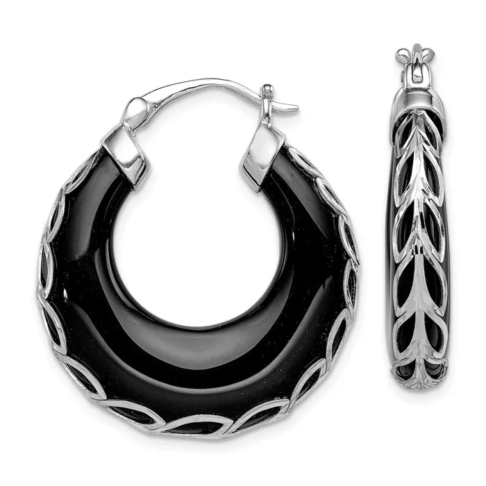 WB Choice Jewelry Earrings Sterling Silver Rhodiumplated DC Onyx Hinged Post EarringsWBCQE12032 WB Choice Jewelry Earrings Sterling Silver Rhodiumplated DC Onyx Hinged Post EarringsWBCQE12032