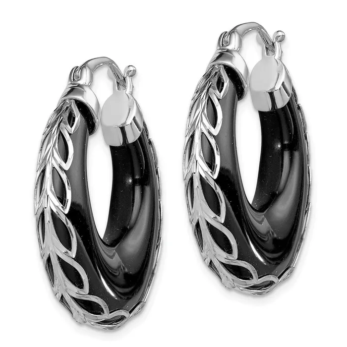 WB Choice Jewelry Earrings Sterling Silver Rhodiumplated DC Onyx Hinged Post EarringsWBCQE12032