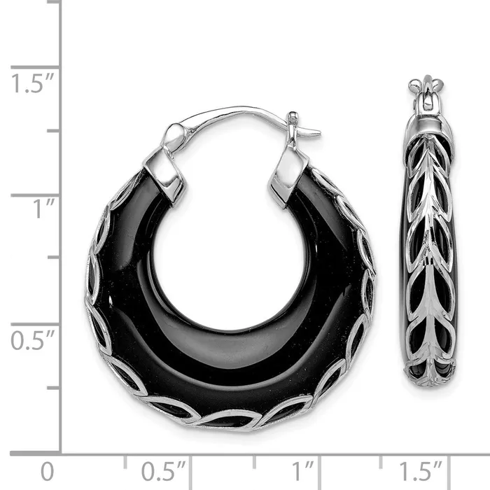 WB Choice Jewelry Earrings Sterling Silver Rhodiumplated DC Onyx Hinged Post EarringsWBCQE12032