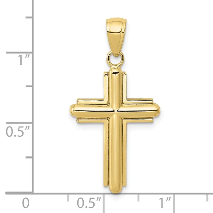 WB Choice Jewelry Necklaces 10K Gold Polished Beveled Stick Cross WFrame PendantWBC10K5499