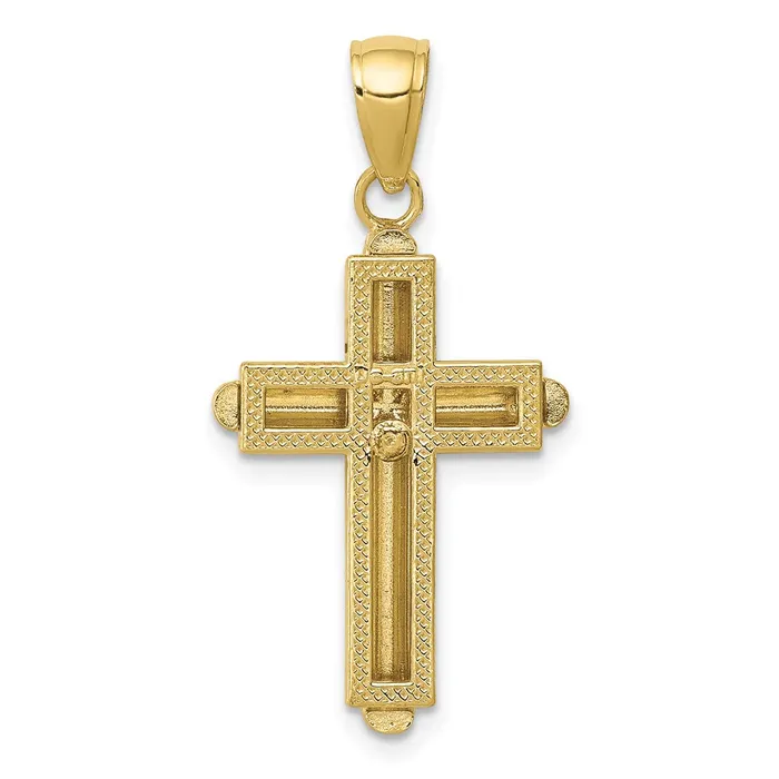 WB Choice Jewelry Necklaces 10K Gold Polished Beveled Stick Cross WFrame PendantWBC10K5499