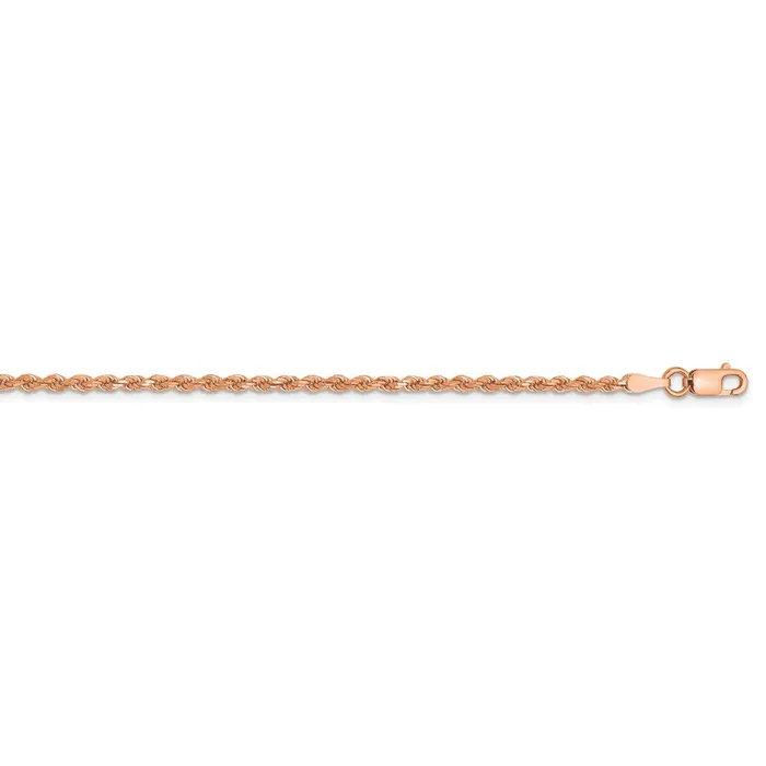 WB Choice Jewelry Necklaces 14k Rose Gold 2mm DC Rope with Lobster Clasp ChainWBC016R24 WB Choice Jewelry Necklaces 14k Rose Gold 2mm DC Rope with Lobster Clasp ChainWBC016R24